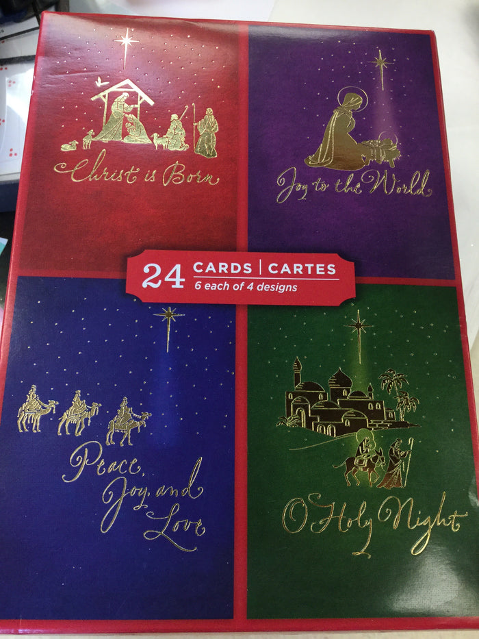 24 COUNT BOXED Religious Christmas Cards