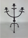 3 Arm Iron Rust Colored Candelabra.  10.25 x 5.5 x 14" H