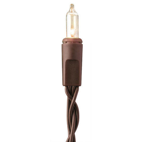 35 LT String Light Set Clear Bulbs on Brown Wire