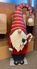 40” METAL AND WOOD HOLIDAY GNOME - Garden Statuary