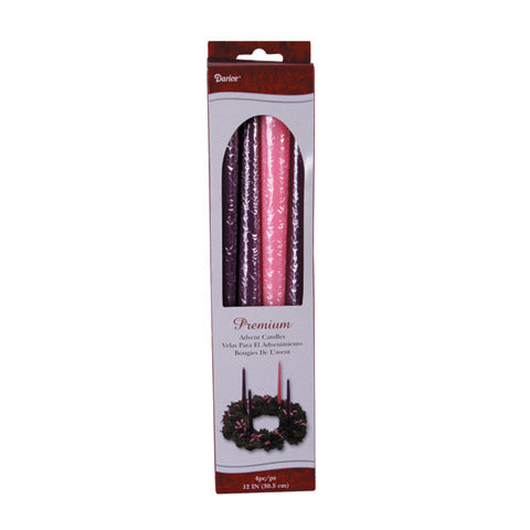 ADVENT TAPERS 12”- 3 Purple, 1 Pink 4 Piece set