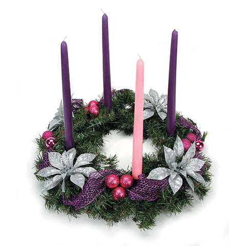 ADVENT TAPERS 12”- 3 Purple, 1 Pink 4 Piece set