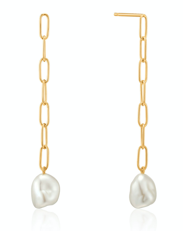 ANIA HAIE- Gold Pearl Chunky Drop EARRINGS