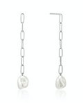ANIA HAIE- Silver Pearl Chunky Drop Earrings