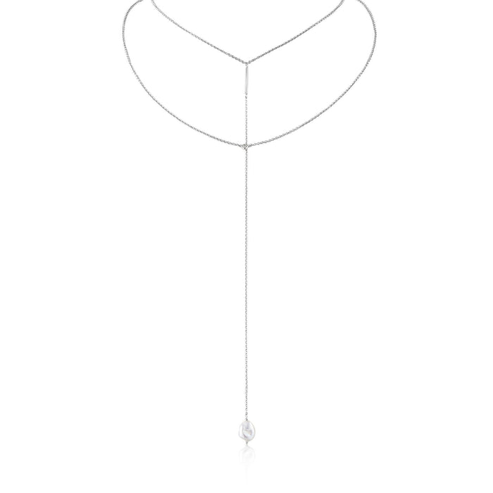ANIA HAIE- Silver PEARL Y NECKLACE
