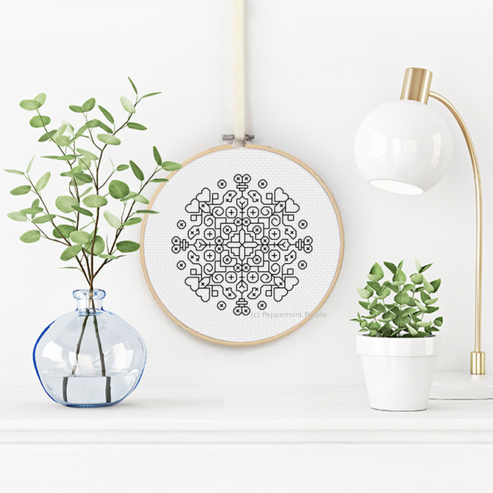 Blackwork Mandala Chart Blackwork Pattern by Peppermint Purple