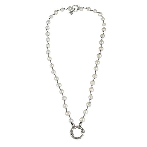 BOHO Soul Necklace/ Charm Holder- Cream Pearls