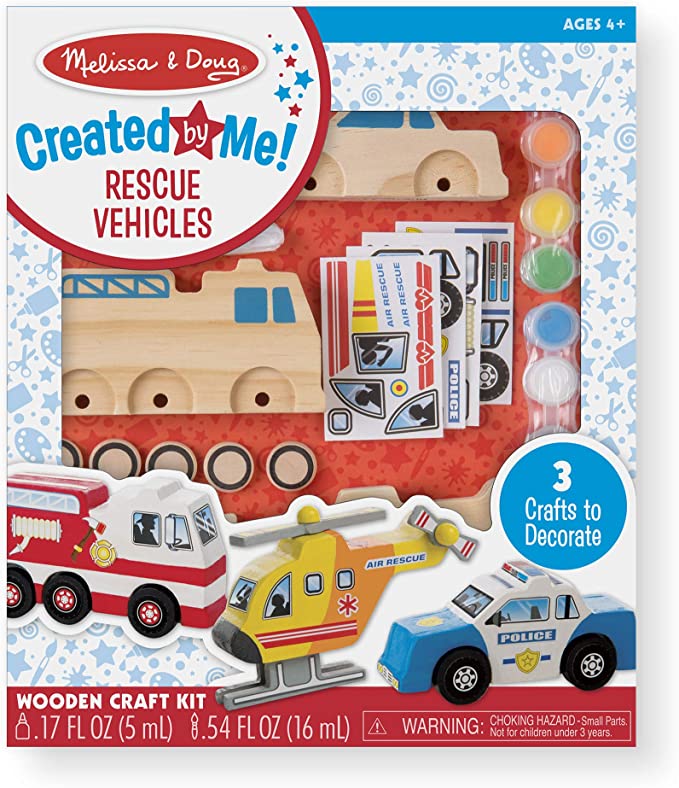 Created by Me WOODEN CRAFT KIT- Rescue Vehicles by Melissa and Doug