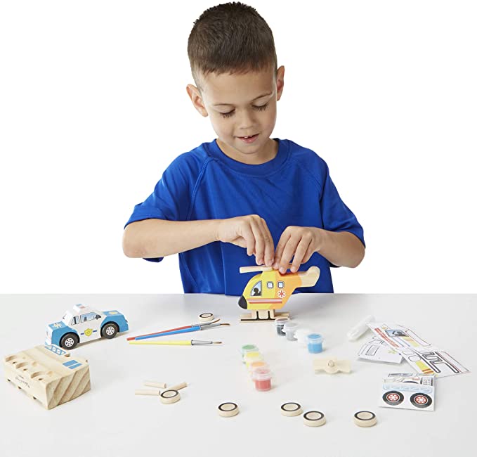 Created by Me WOODEN CRAFT KIT- Rescue Vehicles by Melissa and Doug