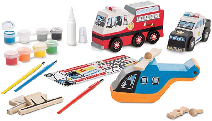 Created by Me WOODEN CRAFT KIT- Rescue Vehicles by Melissa and Doug