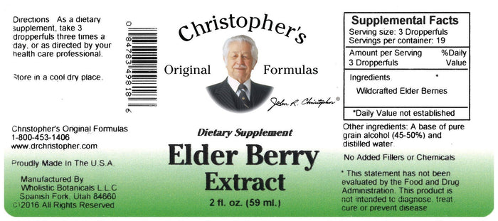 Elder Berry - Alcohol Extract 2 oz. - Christopher's Herb Shop