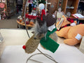 FABRIC MOOSE ORNAMENT with HAT AND SCARF - RED/GREEN