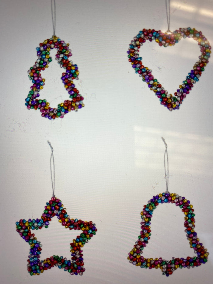 Festive Metal Shaped Ornament with Bells, Bell/Star/Heart/Tree