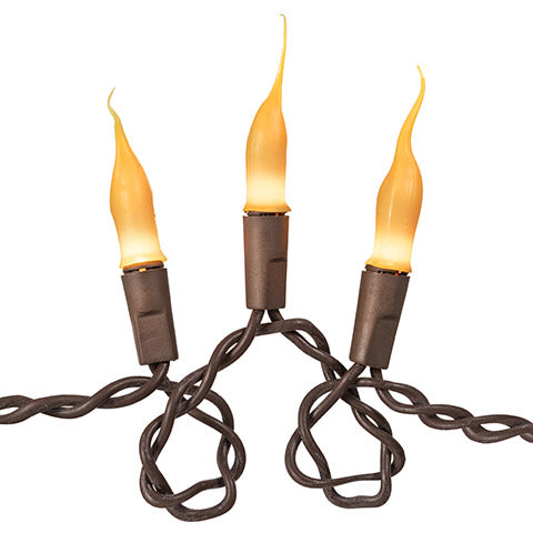 Golden Yellow Silicone Lights on Brown Cord
