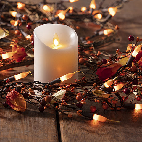 Golden Yellow Silicone Lights on Brown Cord
