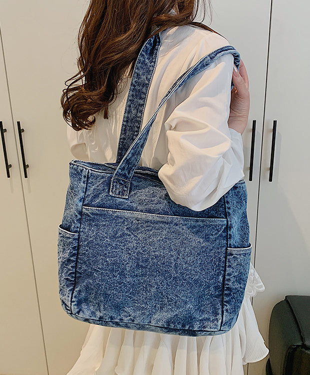 H1979 - Korean Style Denim Tote Handbag