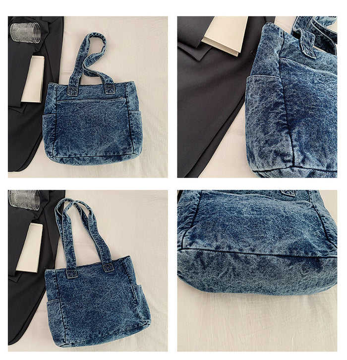 H1979 - Korean Style Denim Tote Handbag