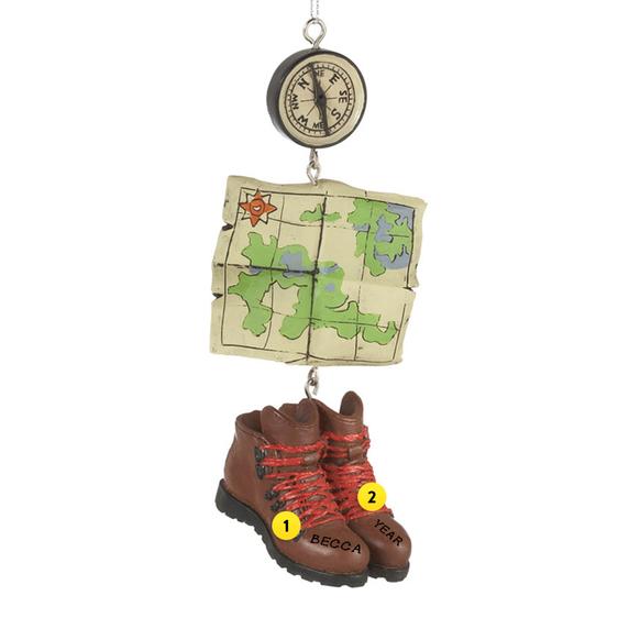 HIKING Ornament- with Map and Compass