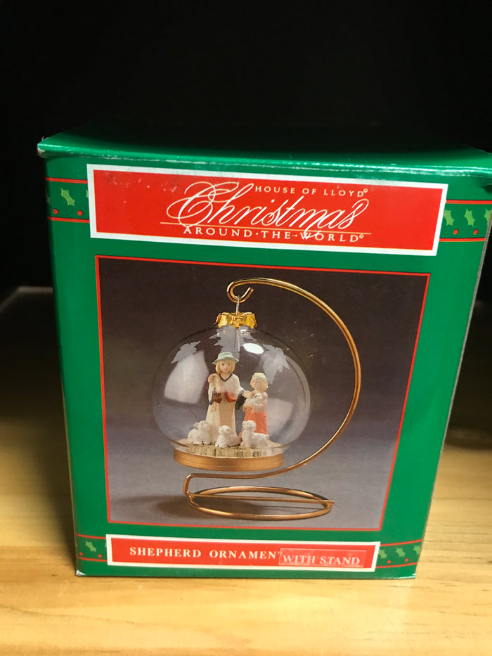 House of Lloyd Glass Shepard Ornament with standq