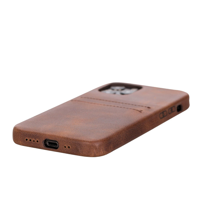 iPhone 12 Pro Snap - on Full Cover Leather Case with Credit Card Slots by Hardiston - premium iPhone 12 Cases