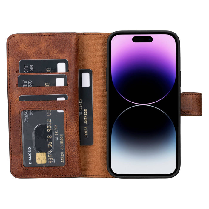 iPhone 15 Plus Leather Dual Wallet Case by Hardiston - premium iPhone 15 Cases