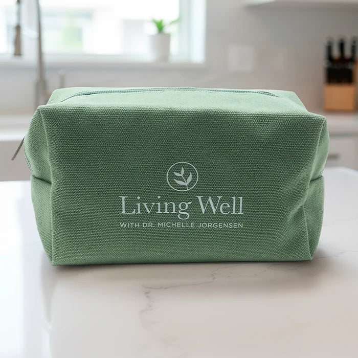 Living Well travel toiletry bag in use