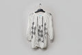 Melissa Odabash White Rayon Smock Tunic Top Black Stitched Sequinned - One Size - GOOD USED CONDITION