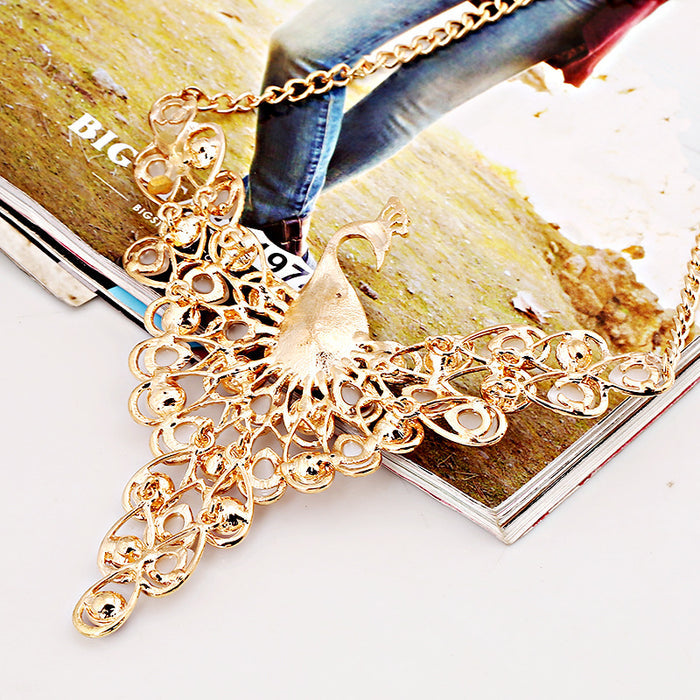 N2693 - Colorful Gem Diamond Peacock Necklace