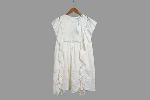 & Other Stories Ruffle Sleeve Mini Dress UK 12 EU 40 Broderie Trim Detail - BNWT