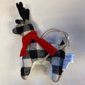 PLAID FABRIC REINDEER (B/W BUFFALO CHECK w RED SCARF)
