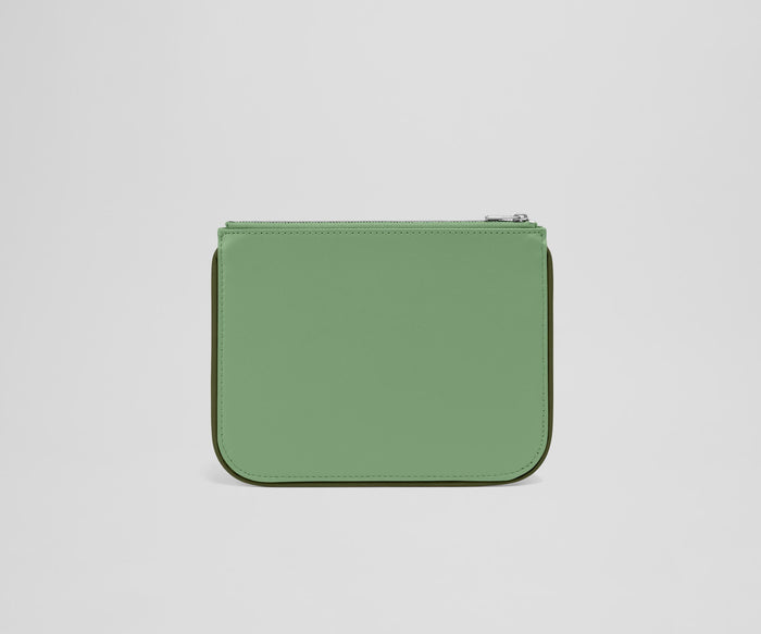 Back view of the small leather pouch