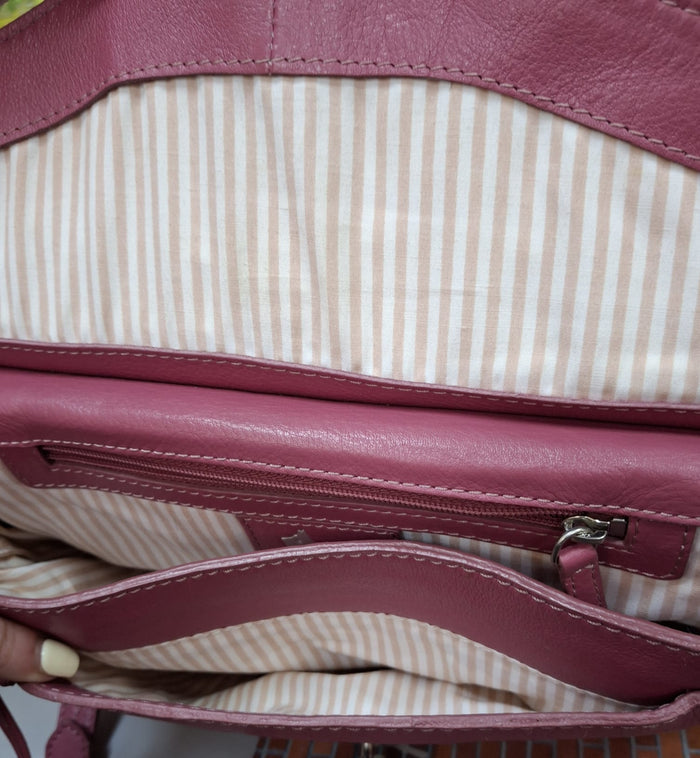 Radley Hot Pink Leather Handbag - Crossbody / Satchel - Long Shoulder Strap - Good Used Condition