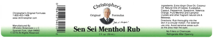 Sen-Sei Menthol Rub - 2 oz. - Christopher's Herb Shop