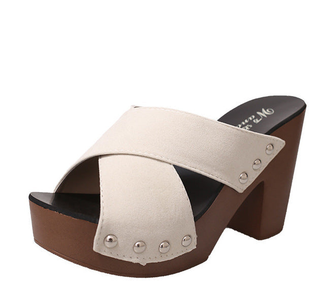 SH471 - Rivet cross strap high heel