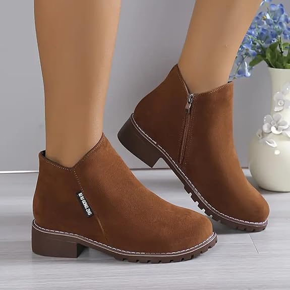 SH473 - Korean Velvet Martin Zipper Boots