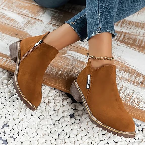 SH473 - Korean Velvet Martin Zipper Boots