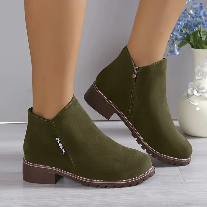 SH474 - Korean Velvet Martin Zipper Boots