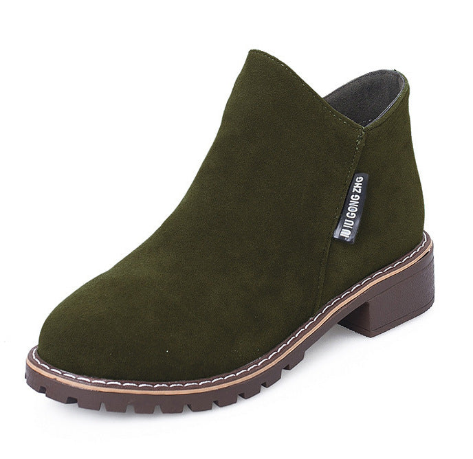 SH474 - Korean Velvet Martin Zipper Boots