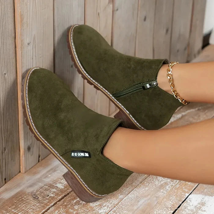 SH474 - Korean Velvet Martin Zipper Boots