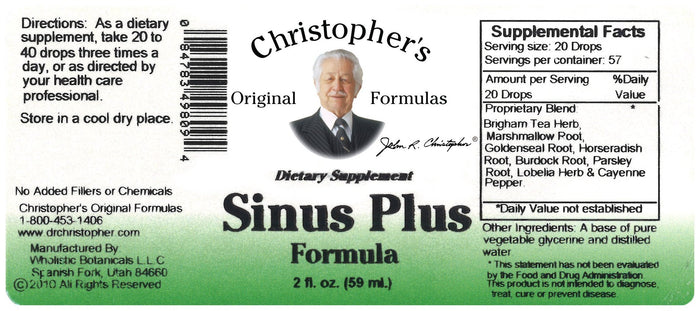 Sinus Plus - 2 oz. Glycerine Extract - Christopher's Herb Shop