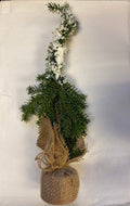 SNOW COVERED TREE IN BURLAP POT (SMALL)