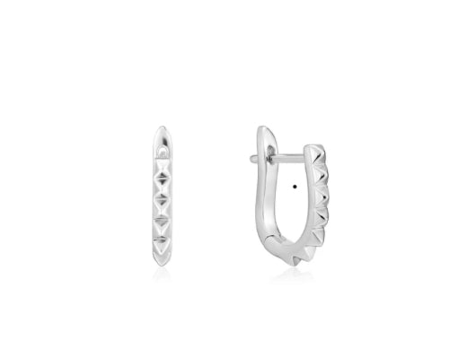 SPIKE HUGGIE HOOP EARRINGS - Sterling Silver
