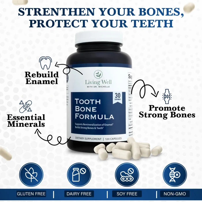 Tooth and Bone Formula remineralizing supplement infographic