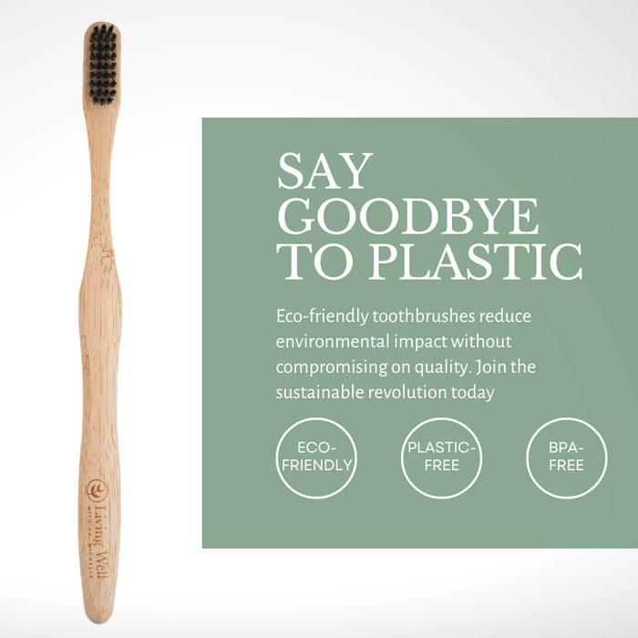 Living Well adult bamboo toothbrush, plastic-free