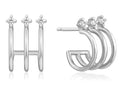 TRIPLE MINI HOOP STUD EARRINGS - SILVER
