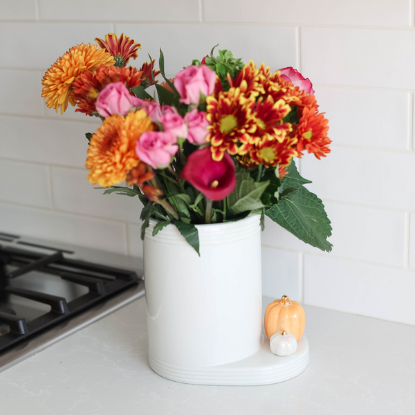 NEW - Utensil Crock Pinstripes