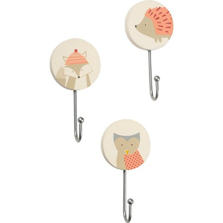 WALL HOOK SET - Woodland Pink