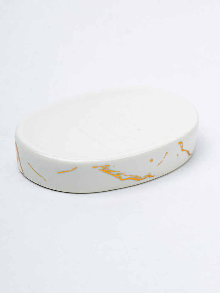 White Gold Marble Design Bath Set - 4pcs