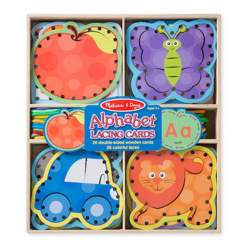 WOODEN Alphabet Lacing Cards by Melissa and Doug