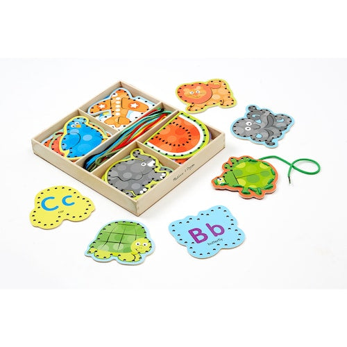 WOODEN Alphabet Lacing Cards by Melissa and Doug